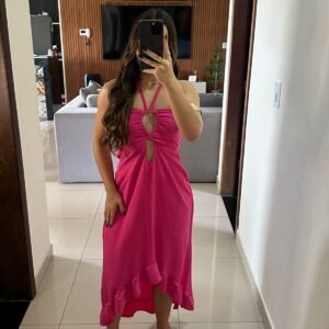 Vestido Longo Rosa Elegance